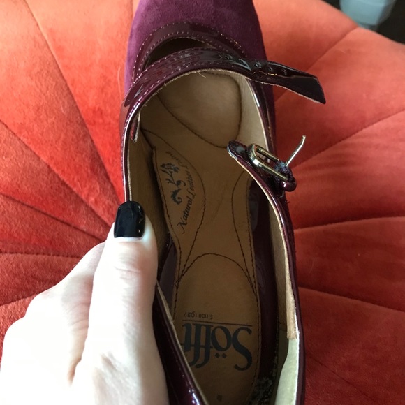 Sofft suede bordeaux Madelia strappy platform heal - Picture 14 of 16